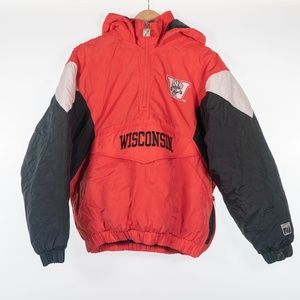 Vintage Kids Wisconsin Half Zip Puffer Jacket